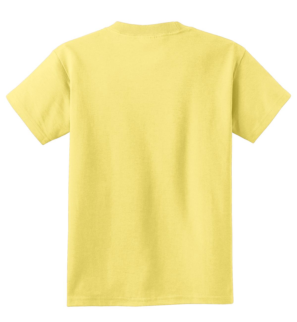 Rear View of Yellow Port & Co Youth Core Cotton Tee. PC54Y plain