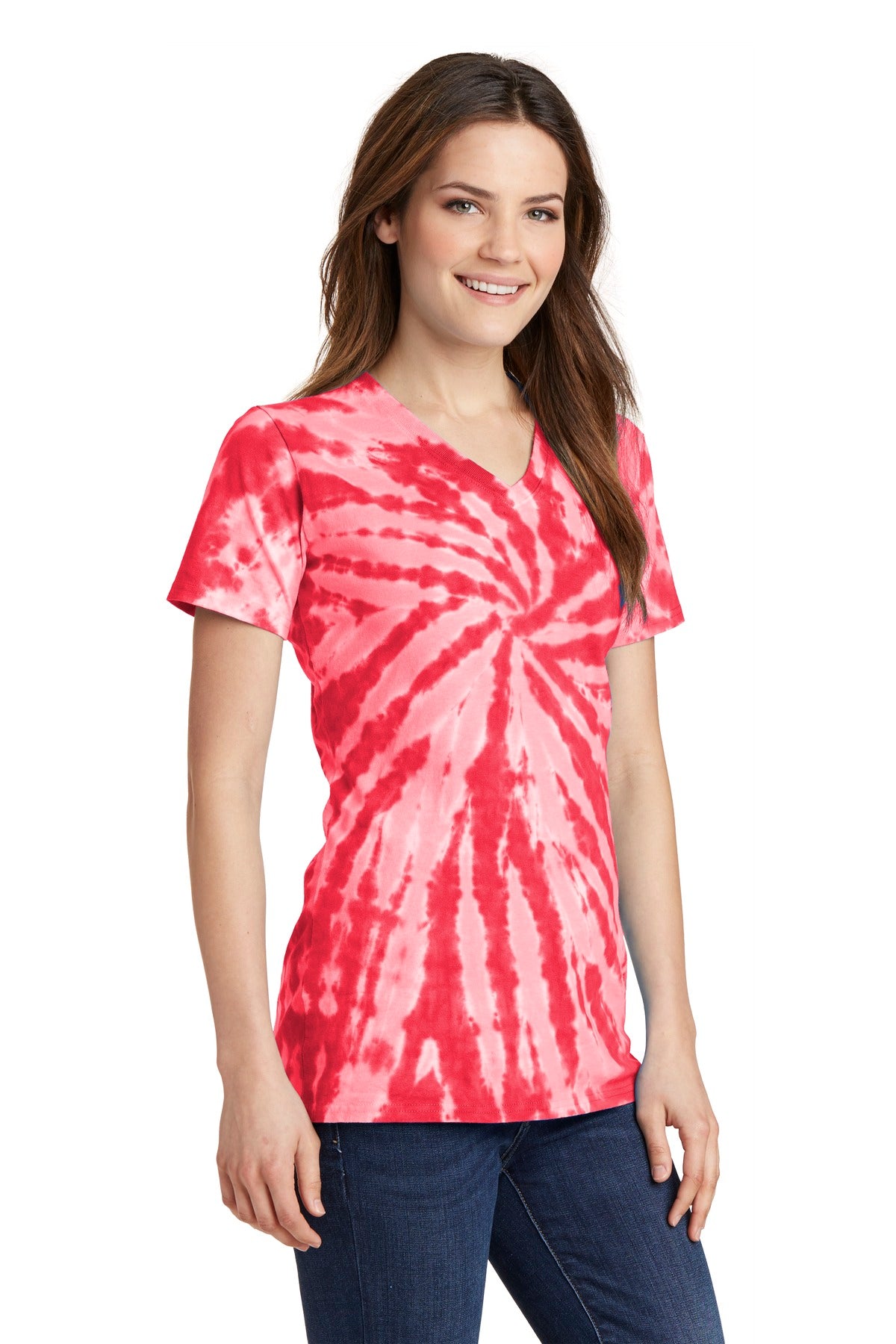 Red Port & Co Women's Tie-Dye V-Neck Tee. LPC147V