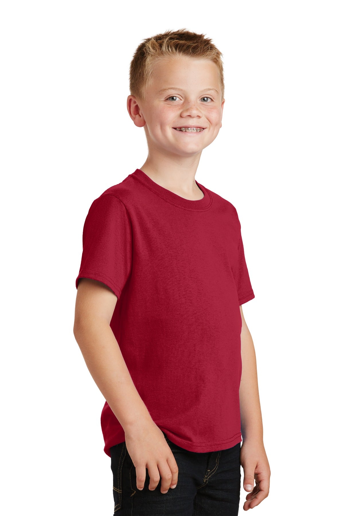 Red Port & Co Youth Core Cotton Tee. PC54Y plain