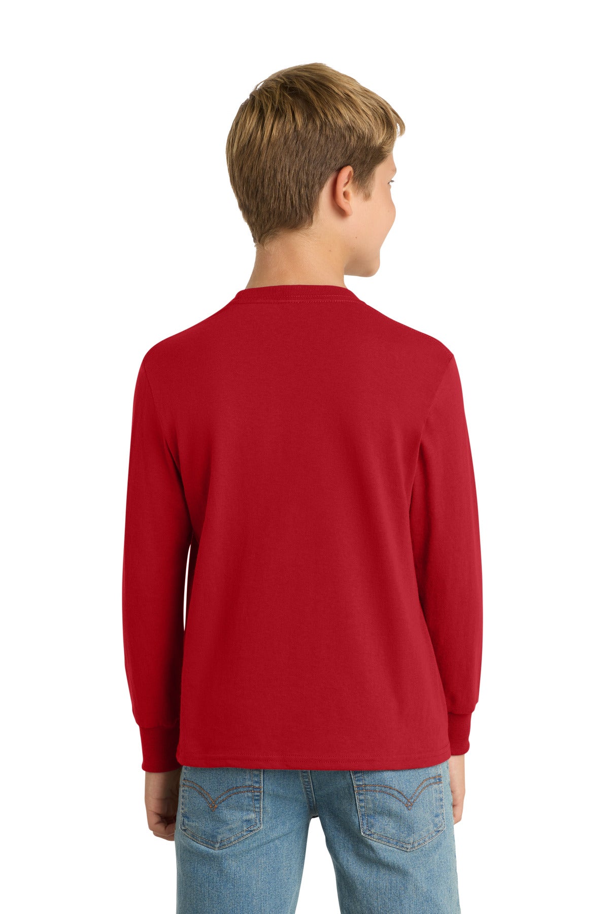 Red Port & Co Youth Long Sleeve Core Cotton Tee. PC54YLS plain