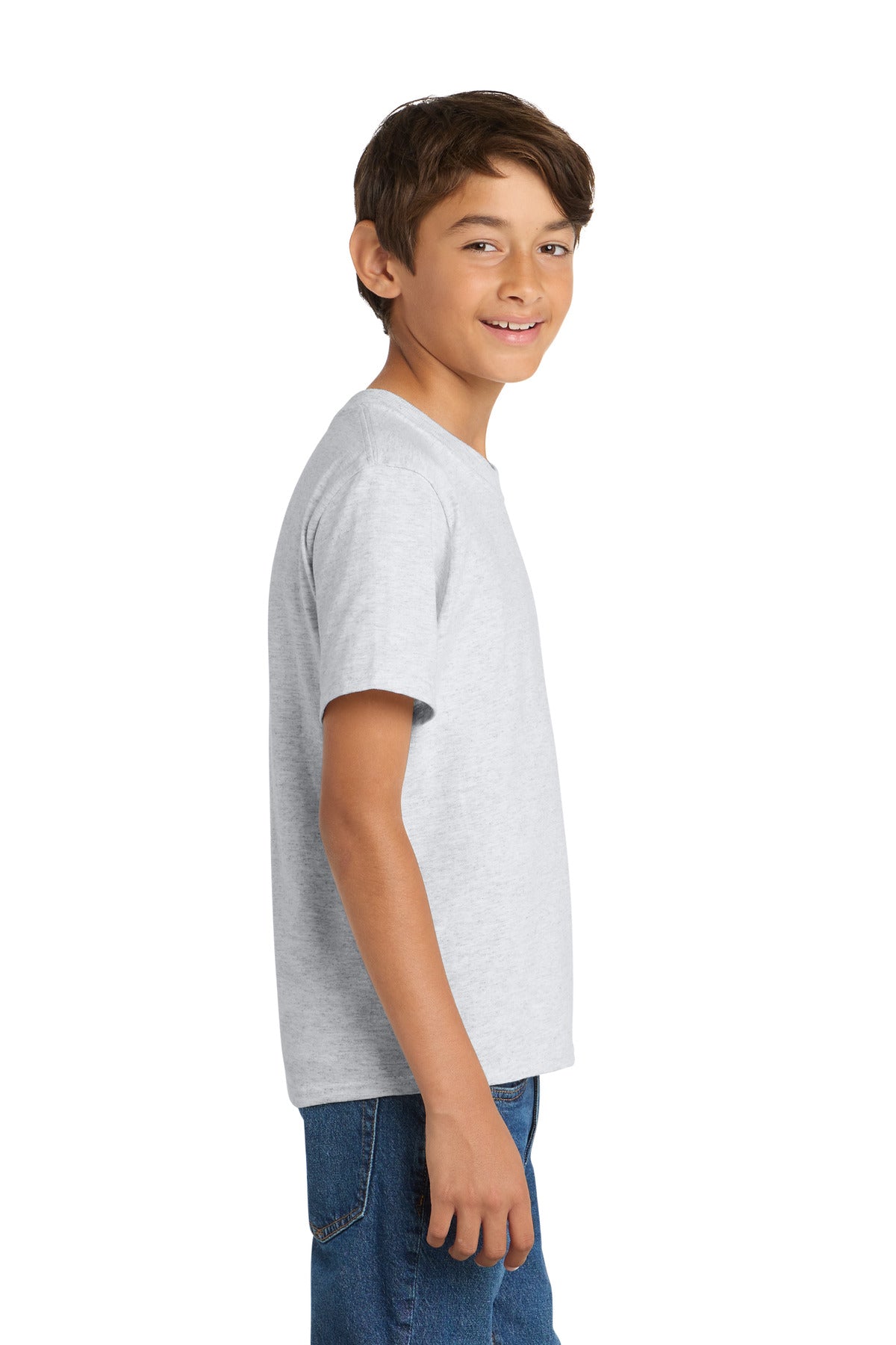 Right View of Ash Port & Co Youth Core Cotton Tee. PC54Y plain