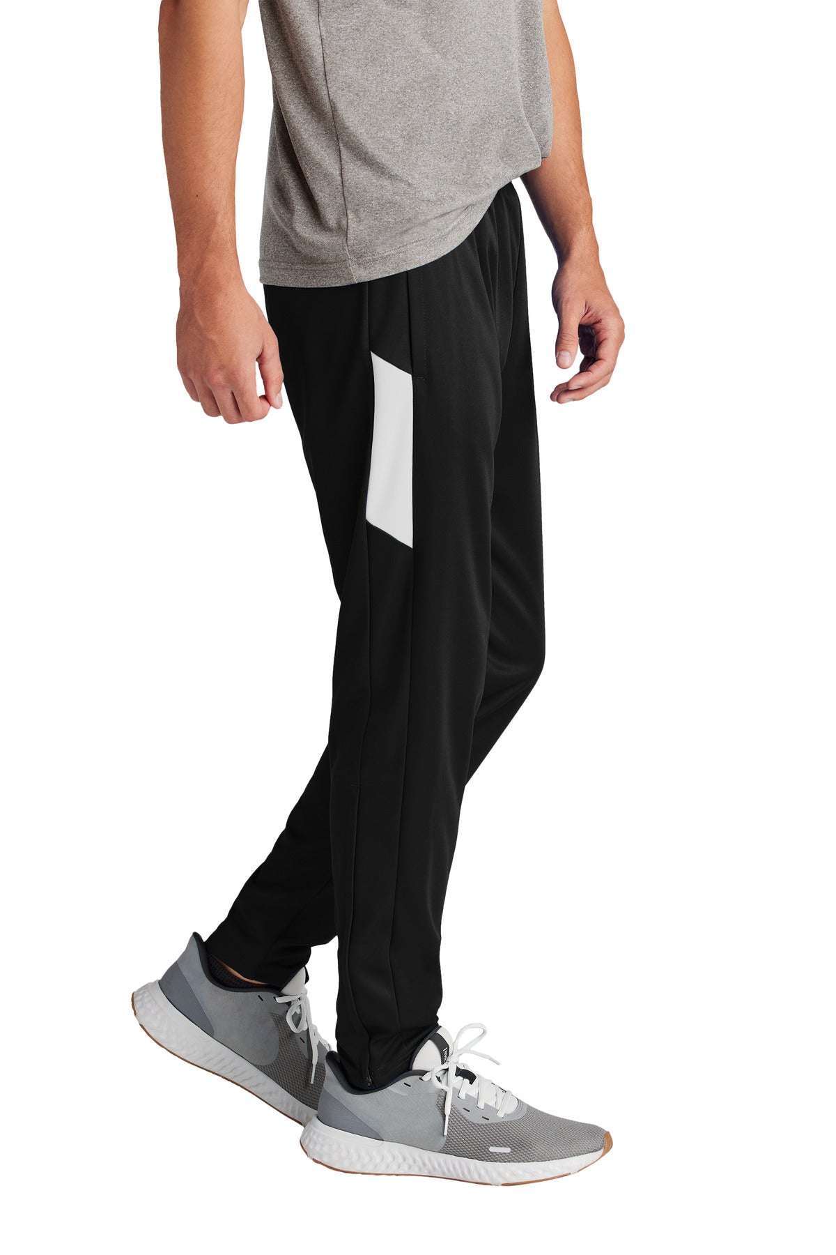 Right View of Blk/White Sport-Tek Travel Pant PST800 plain