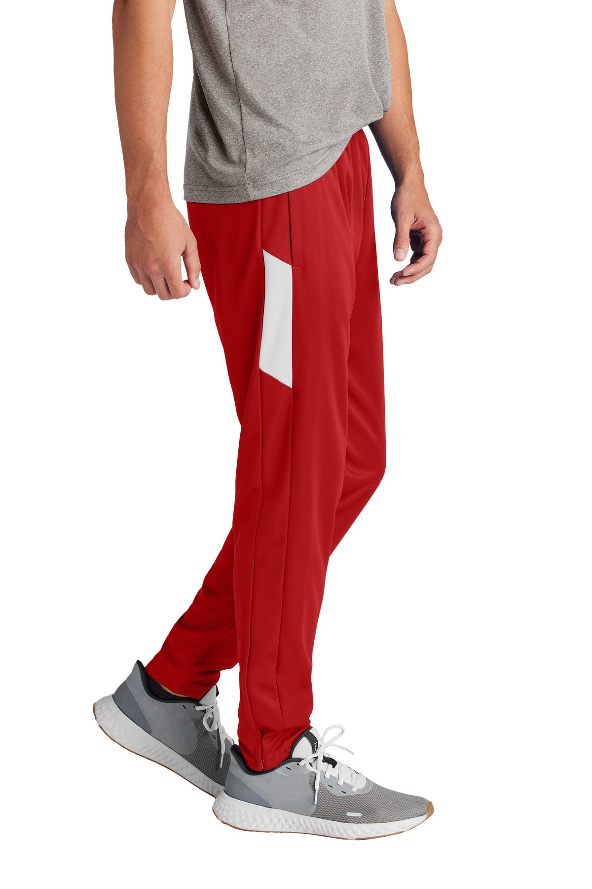 Right View of DpRd/Wht Sport-Tek Travel Pant PST800 plain