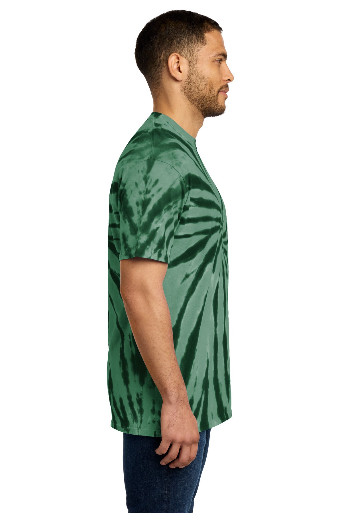 Right View of Forest Green Port & Co Tie-Dye Tee. PC147 plain