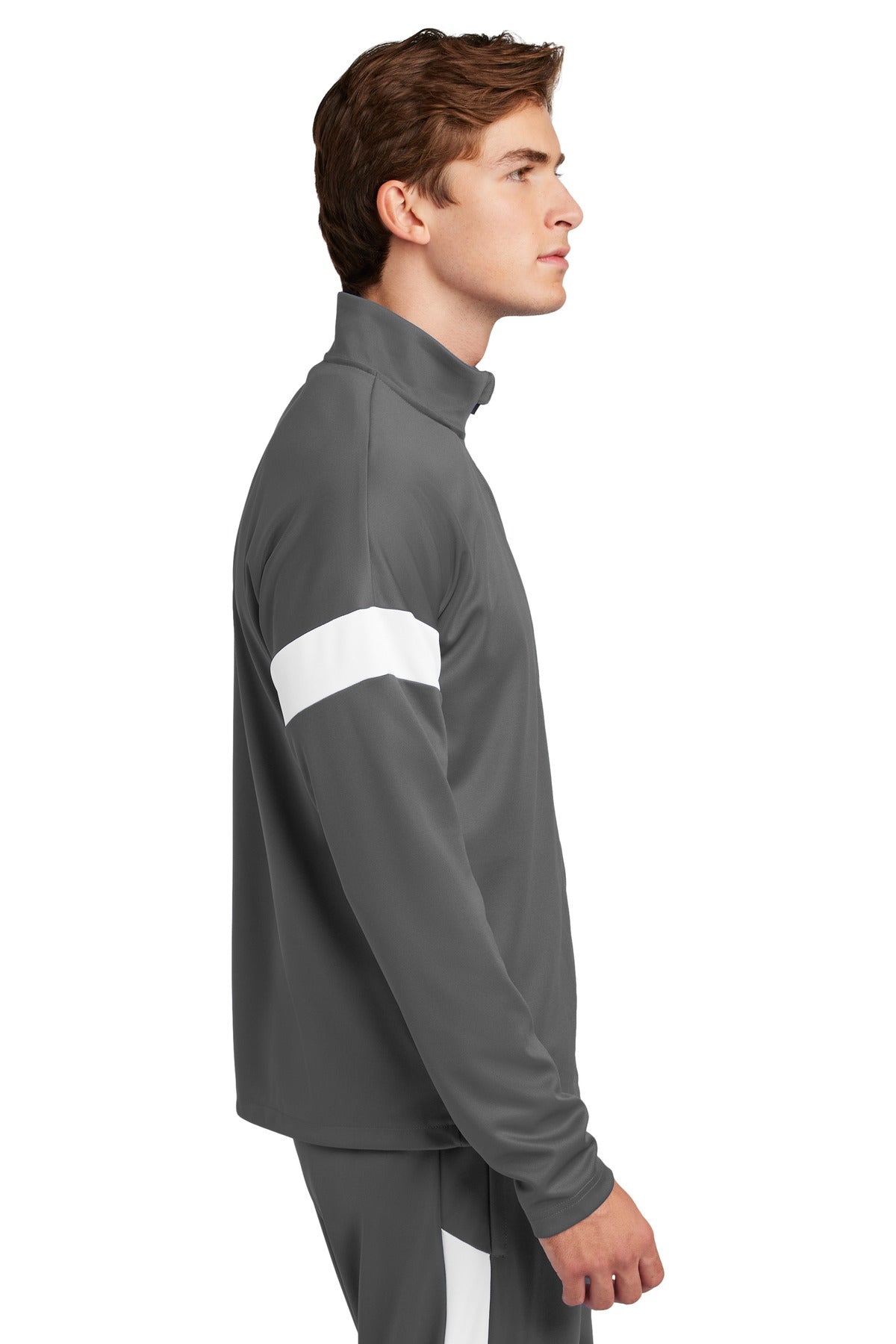 Right View of IrGy/White Sport-Tek Travel Full-Zip Jacket ST800 plain