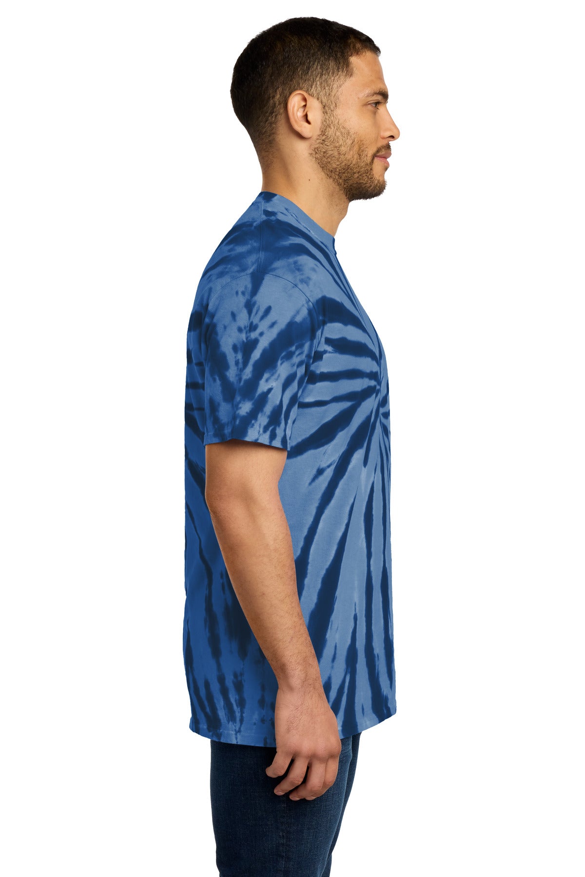 Right View of Navy Port & Co Tie-Dye Tee. PC147 plain