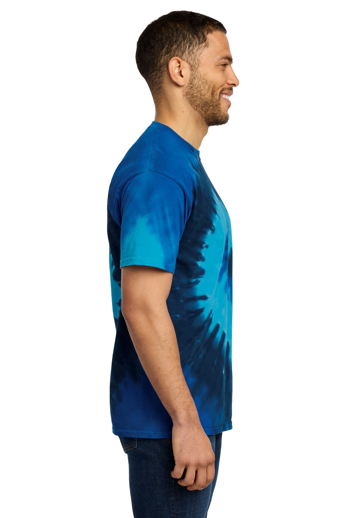 Right View of Ocean Rainbow Port & Co Tie-Dye Tee. PC147 plain