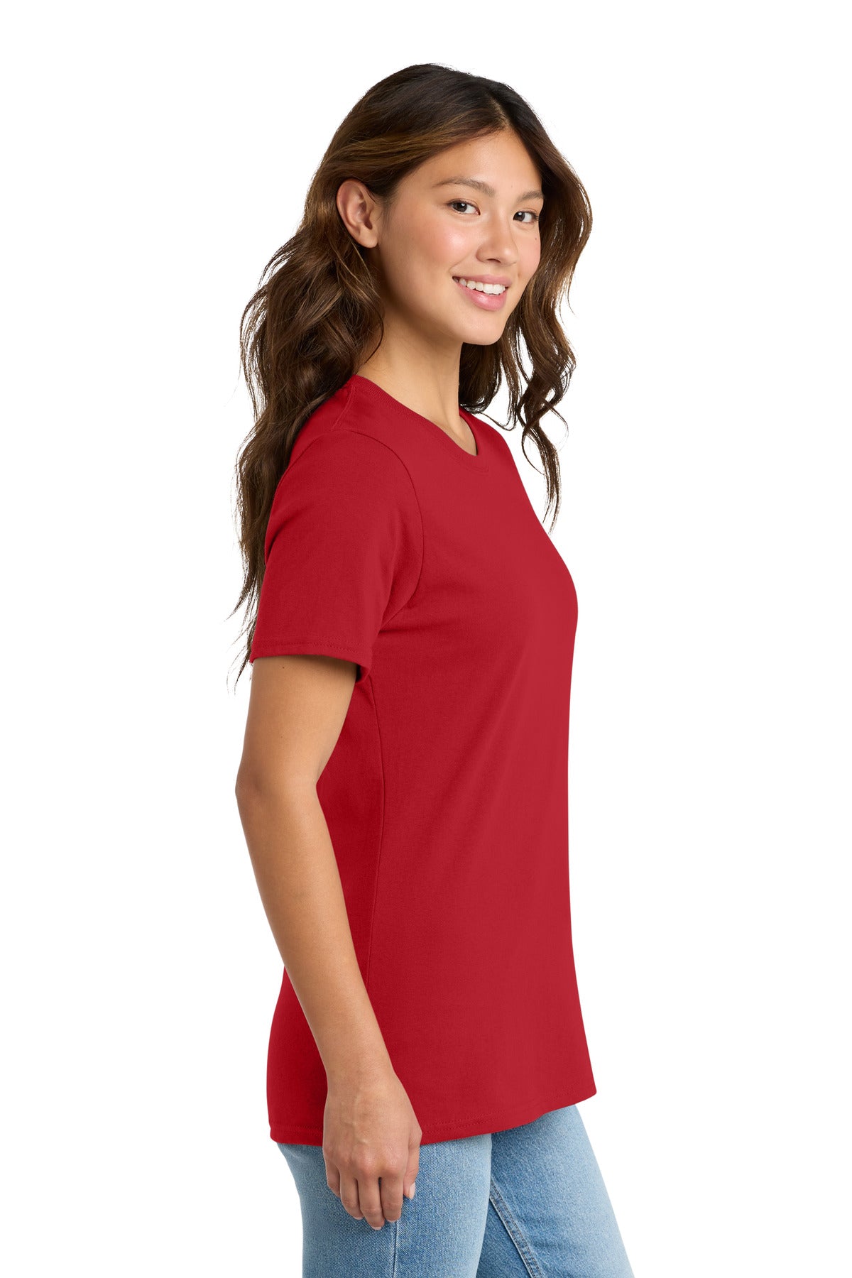 Right View of Red Port & Co Women's Core Cotton Tee. LPC54 plain