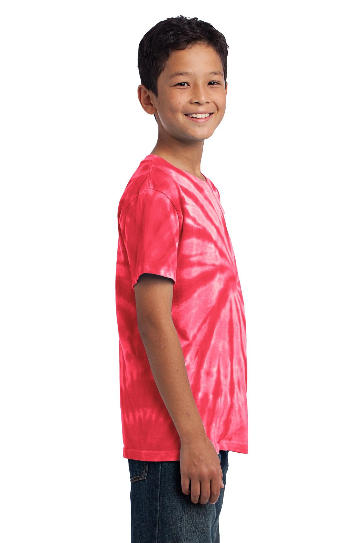 Right View of Red Port & Co Youth Tie-Dye Tee. PC147Y plain