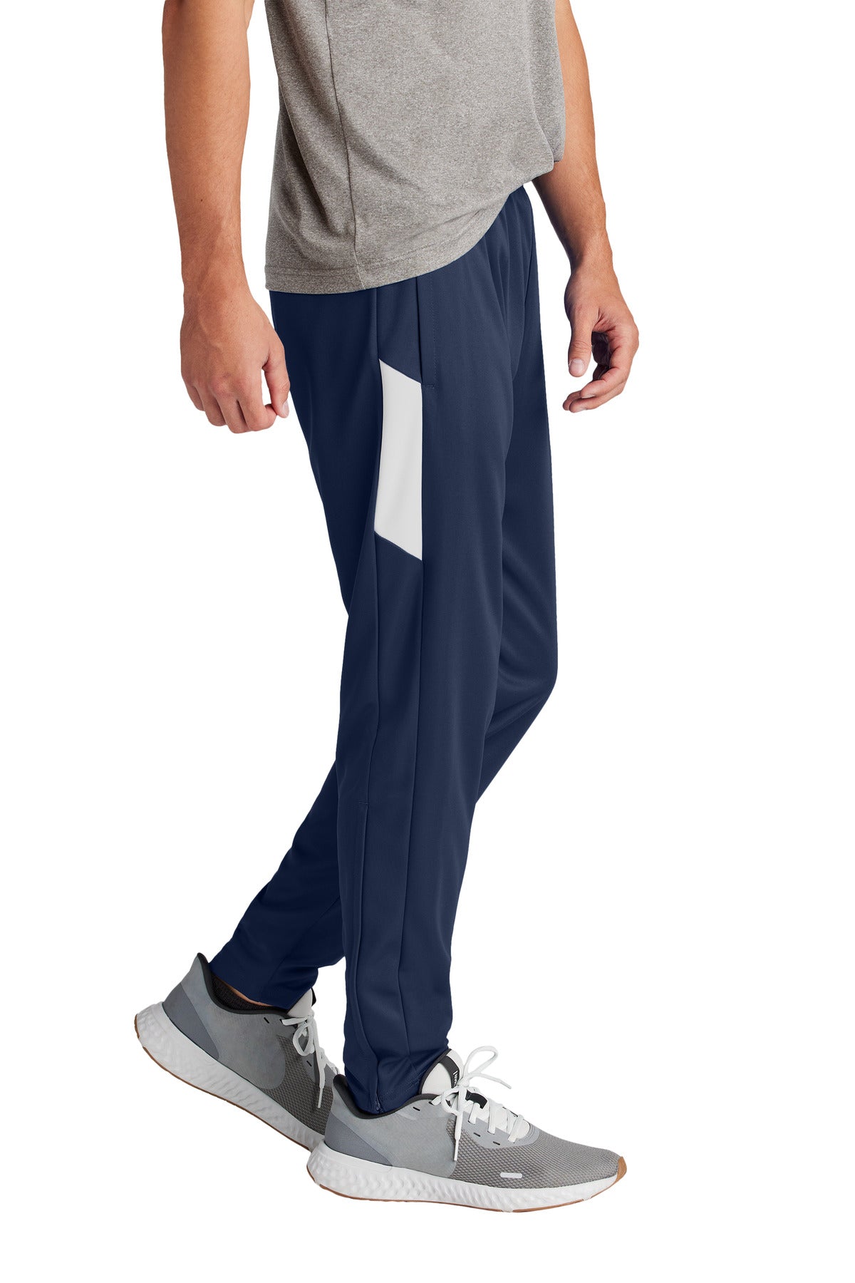 Right View of TrNv/White Sport-Tek Travel Pant PST800 plain