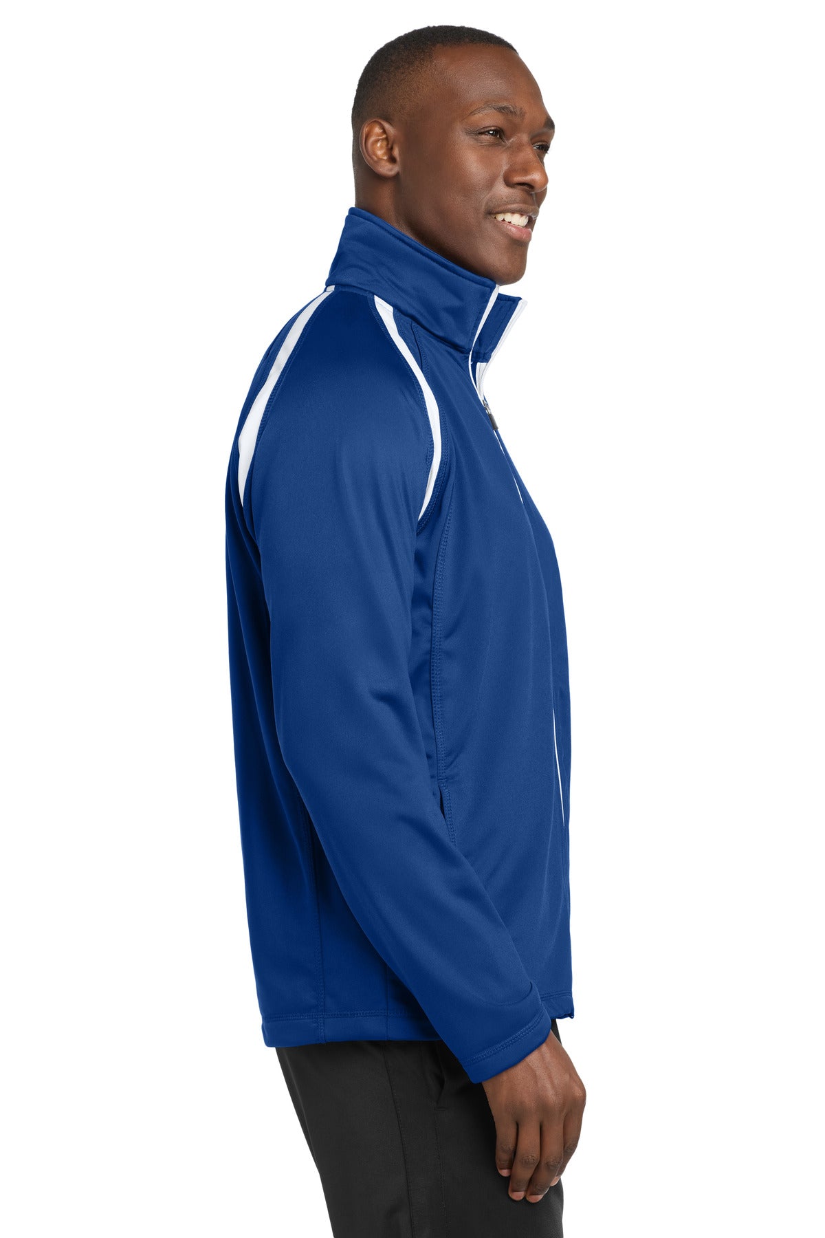 Right View of True Royal/Wht Sport-Tek Tricot Track Jacket. JST90 plain
