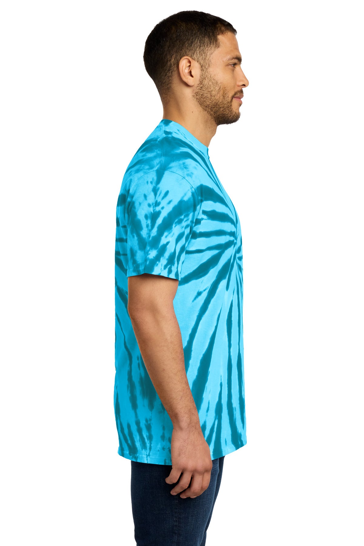 Right View of Turquoise Port & Co Tie-Dye Tee. PC147 plain