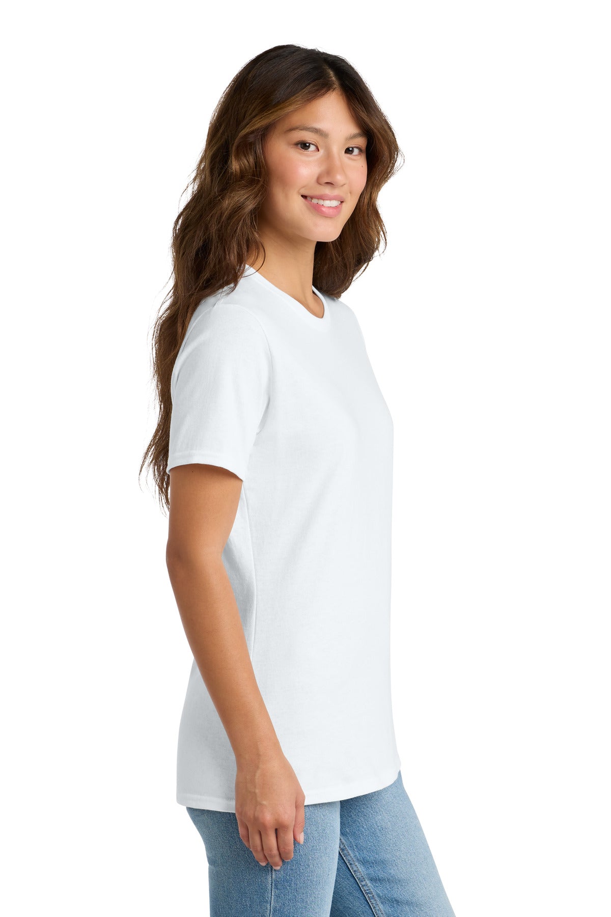 Right View of White Port & Co Women's Core Cotton Tee. LPC54 plain