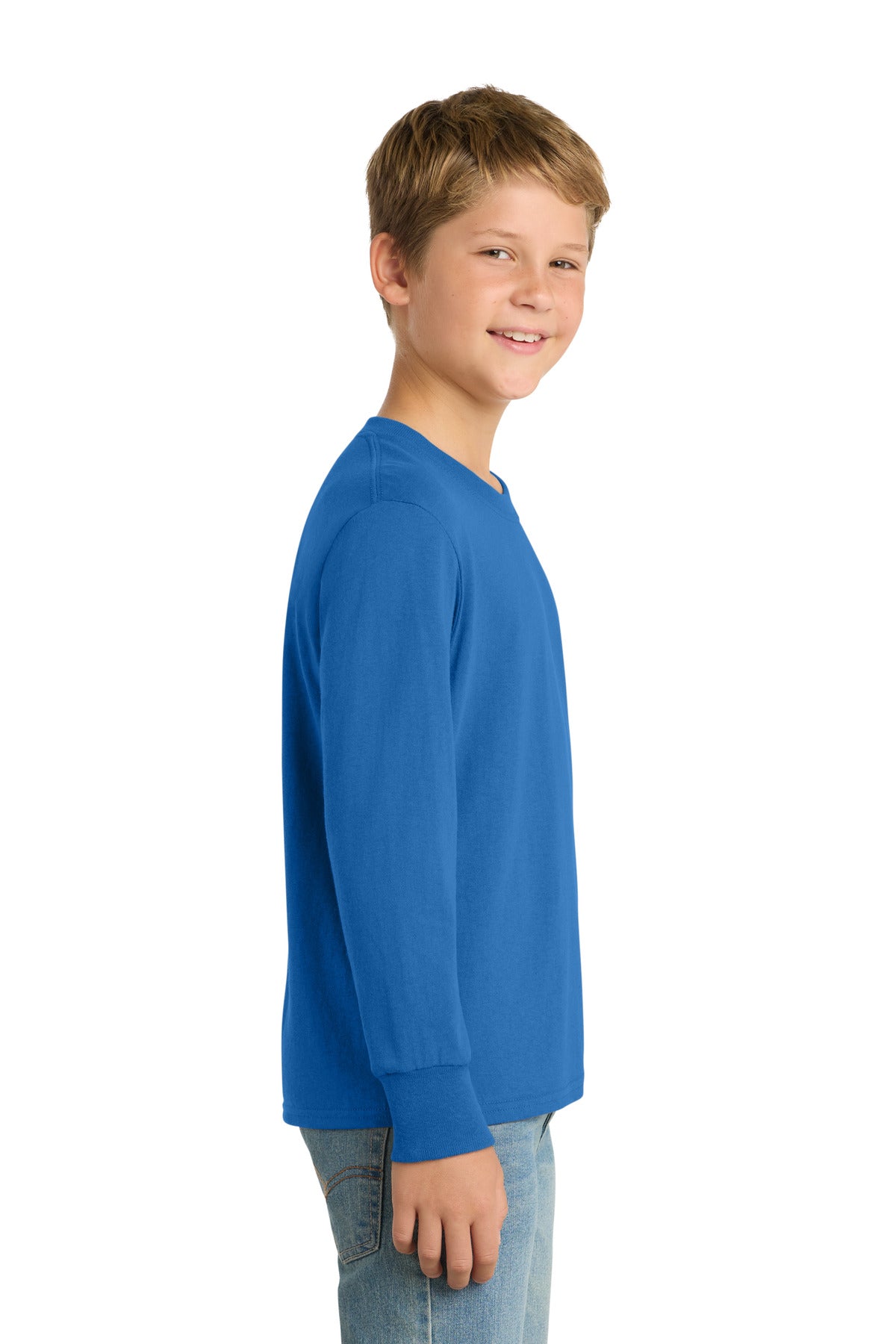 Royal Port & Co Youth Long Sleeve Core Cotton Tee. PC54YLS plain
