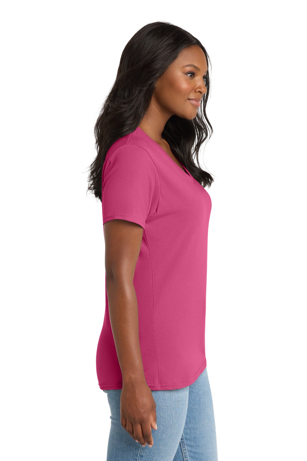 Sangria Port & Co Women's Core Cotton V-Neck Tee. LPC54V plain
