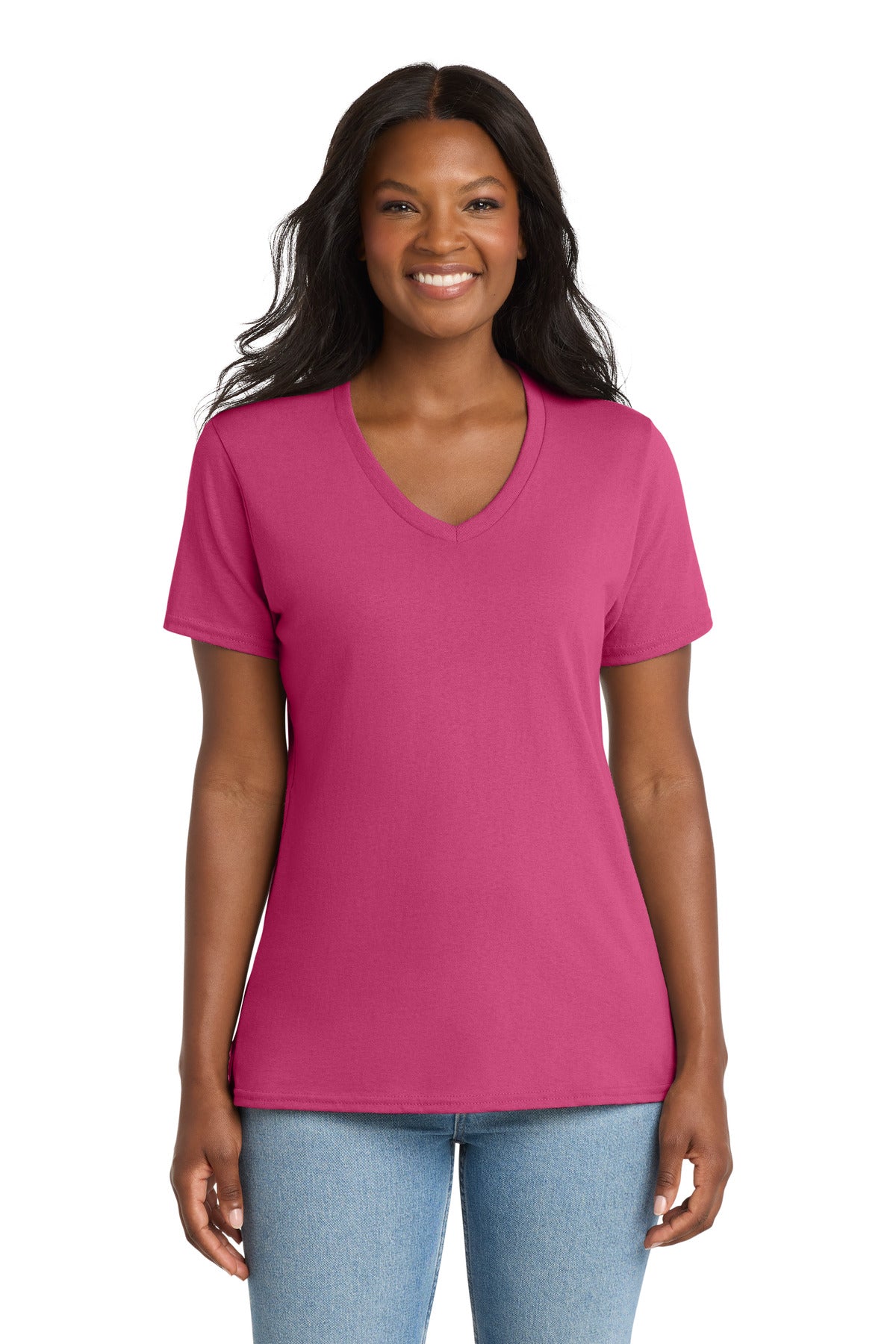 Sangria Port & Co Women's Core Cotton V-Neck Tee. LPC54V plain