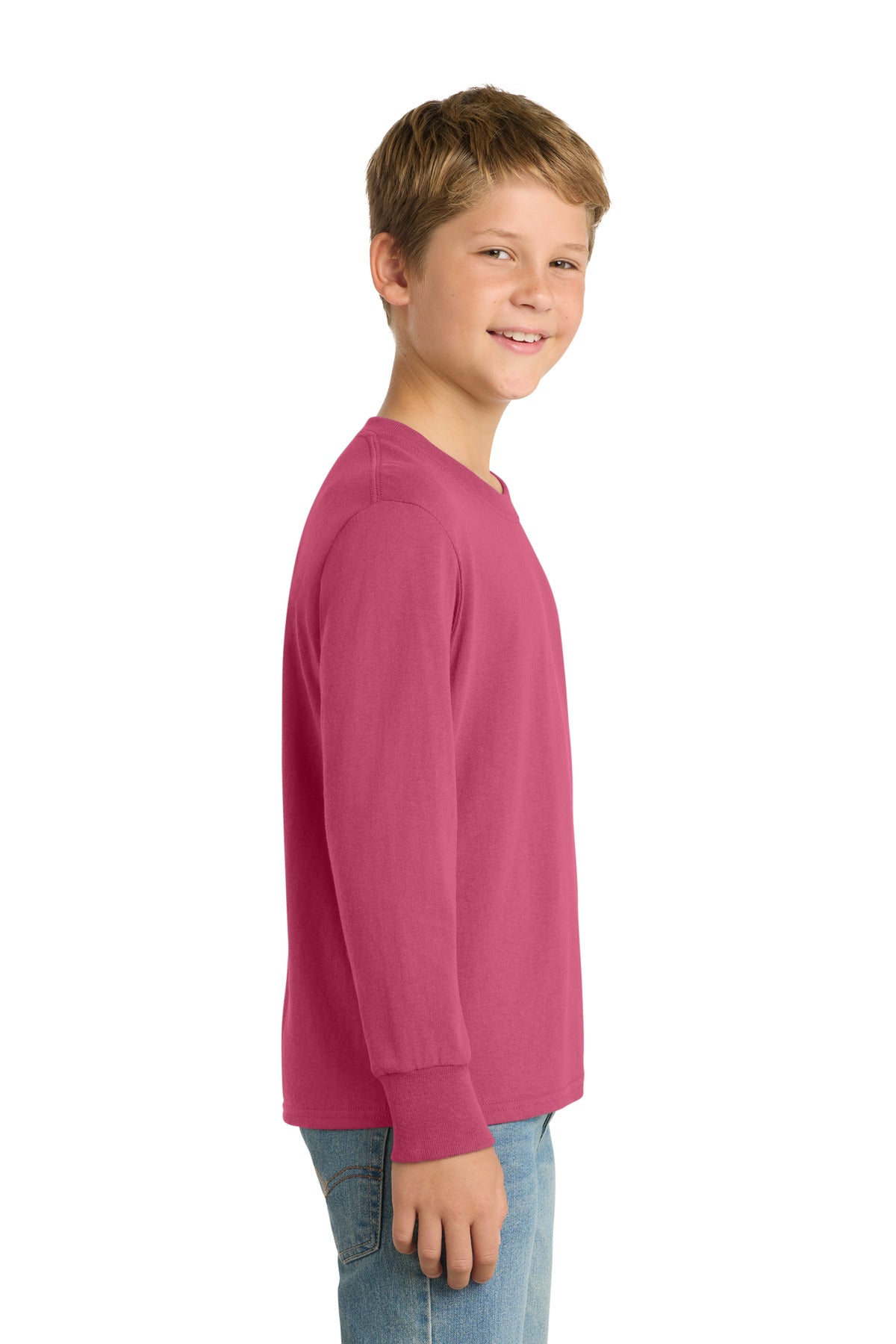 Sangria Port & Co Youth Long Sleeve Core Cotton Tee. PC54YLS plain
