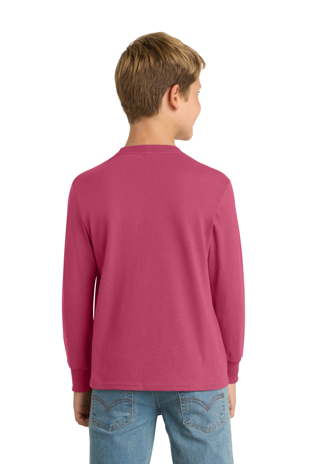 Sangria Port & Co Youth Long Sleeve Core Cotton Tee. PC54YLS plain