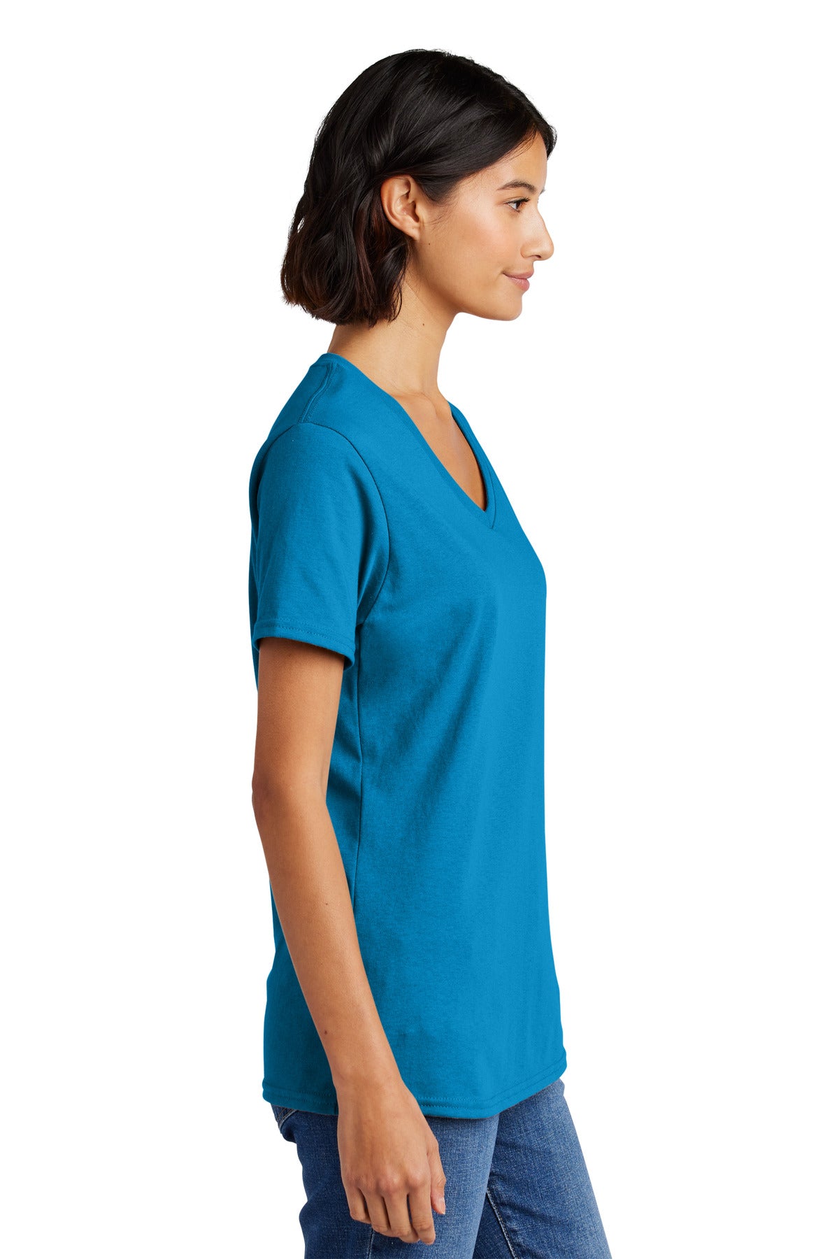 Sapphire Port & Co Women's Core Cotton V-Neck Tee. LPC54V plain