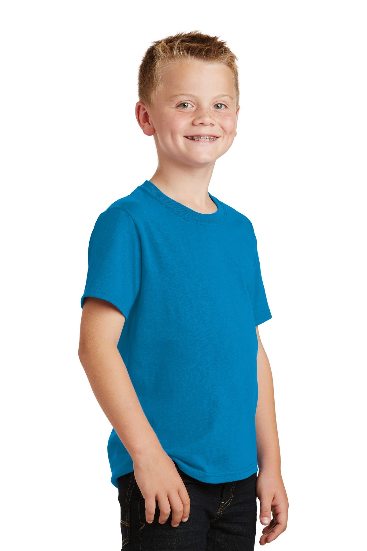 Sapphire Port & Co Youth Core Cotton Tee. PC54Y plain