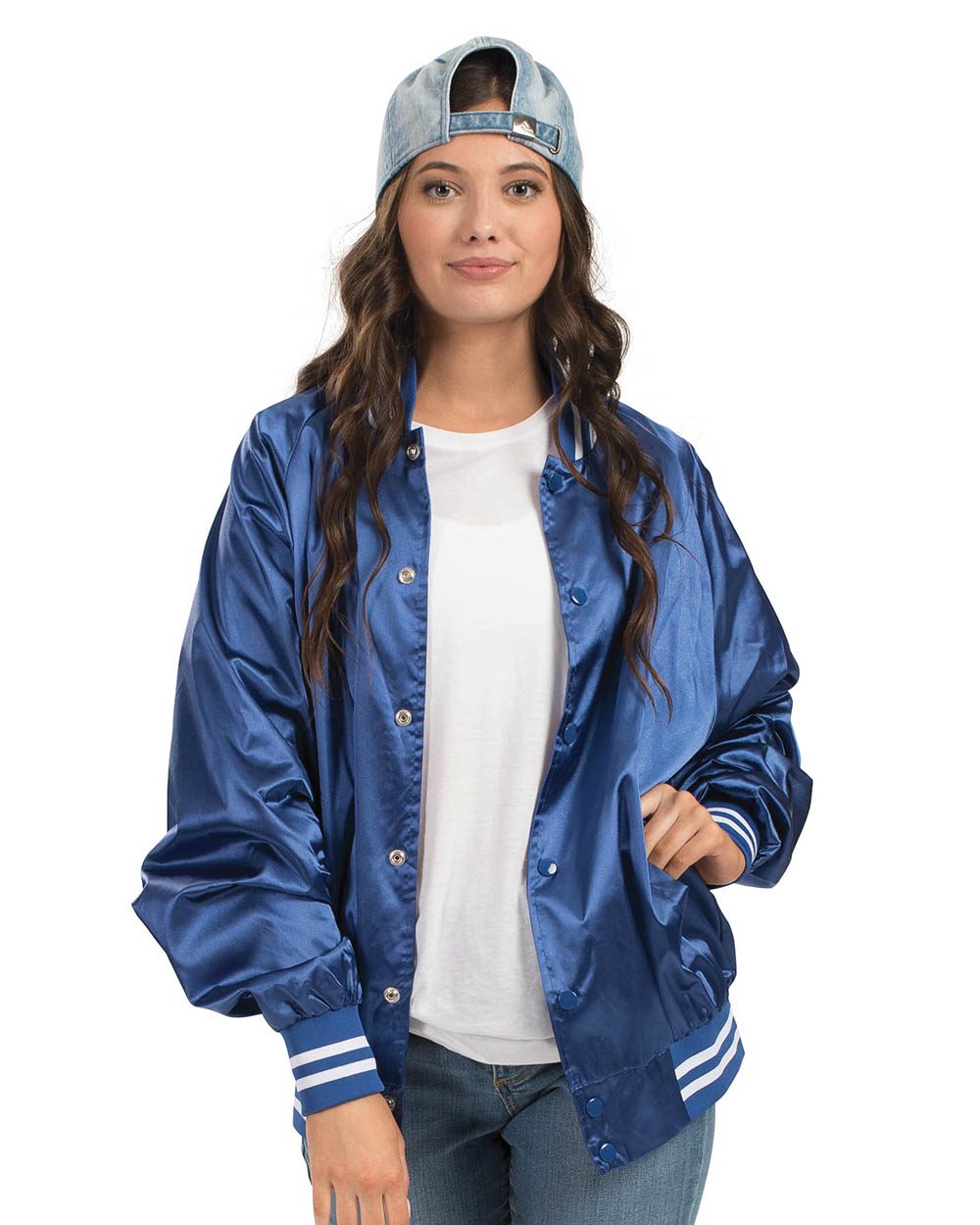 Satin Baseball Jacket Striped Trim - 3610 plain grouped