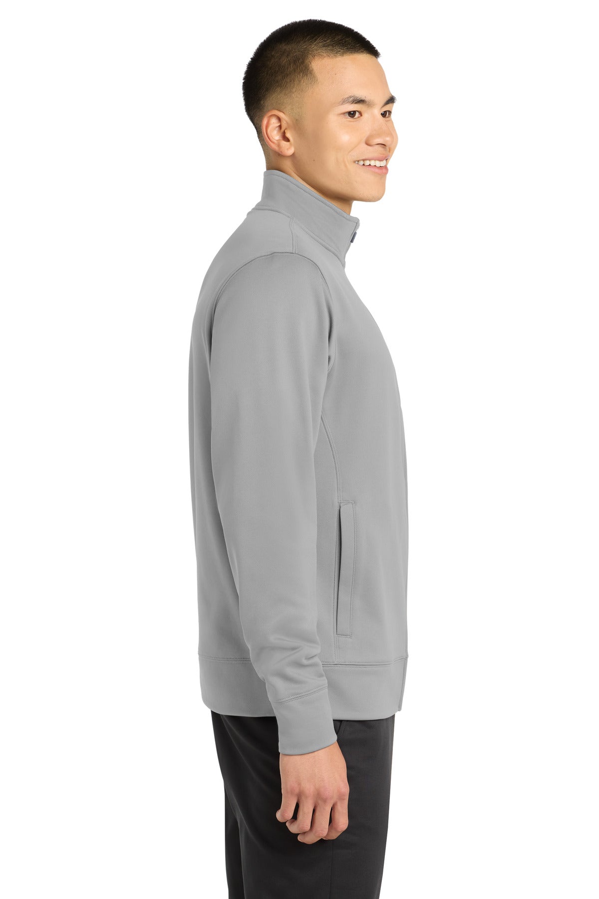Silver Sport-Tek Sport-Wick Fleece Full-Zip Jacket. ST241 plain