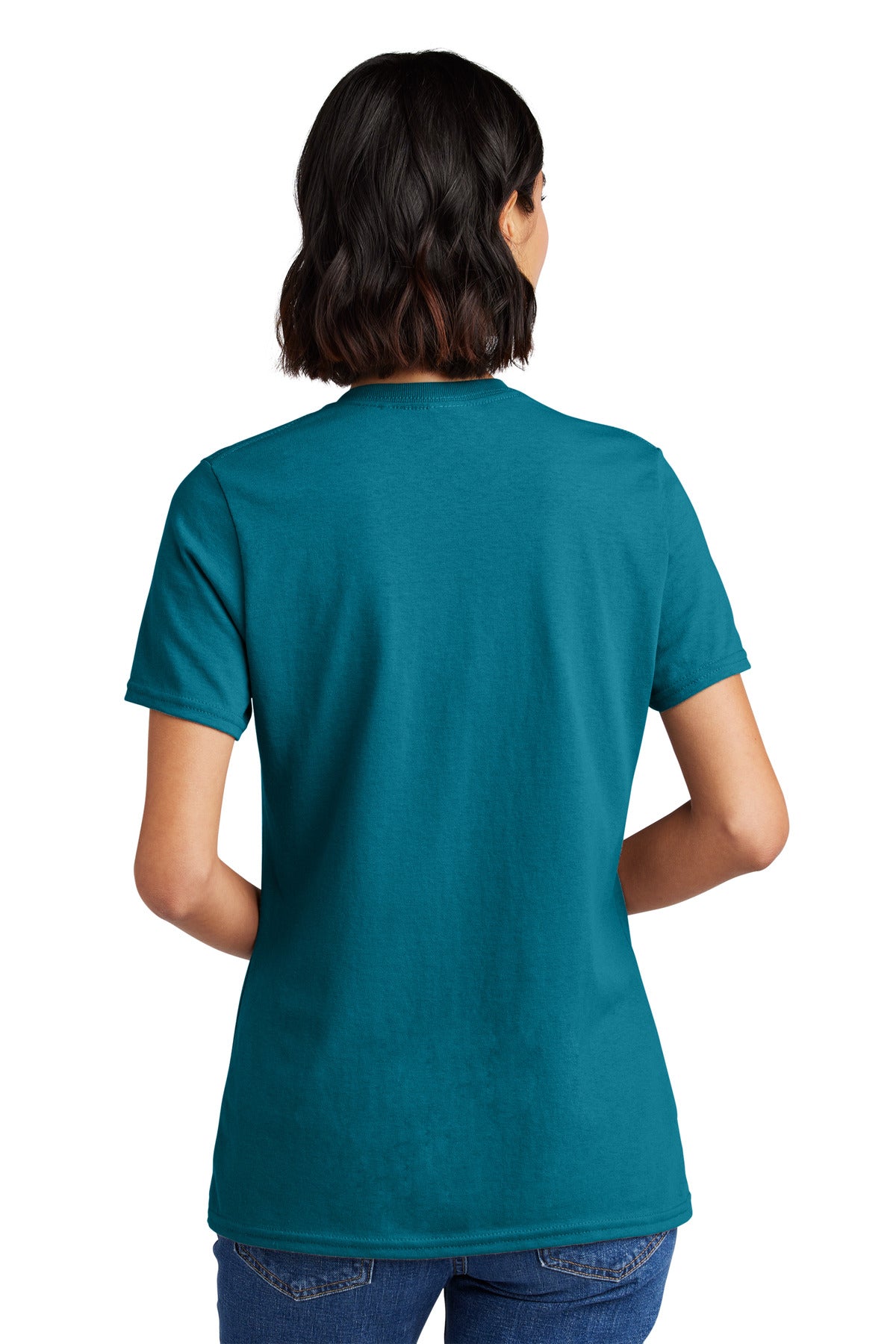 Teal Port & Co Women's Core Cotton V-Neck Tee. LPC54V plain