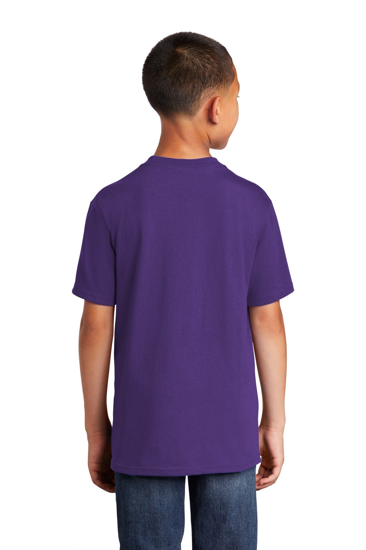 Team Purple Port & Co Youth Core Cotton Tee. PC54Y plain
