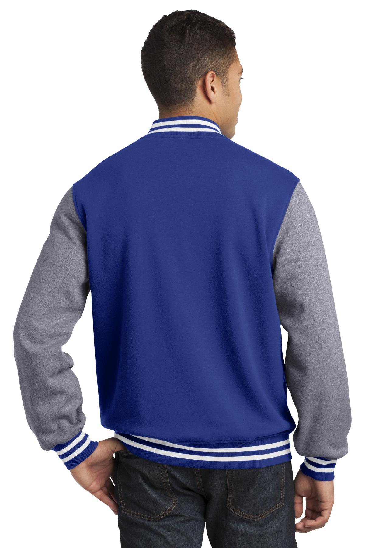 Tr Royal/VntHe Sport-Tek Fleece Letterman Jacket. ST270 plain