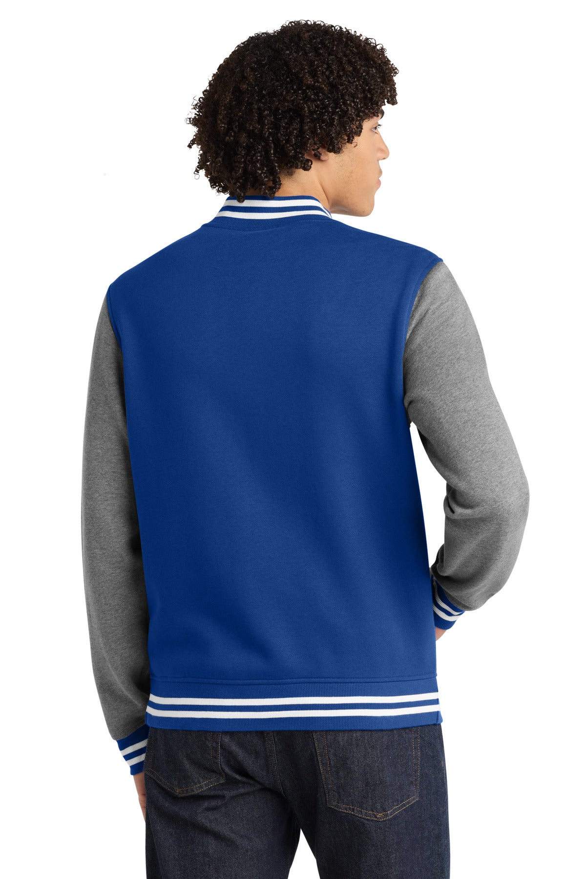 Tr Royal/VntHe Sport-Tek Fleece Letterman Jacket. ST270 plain
