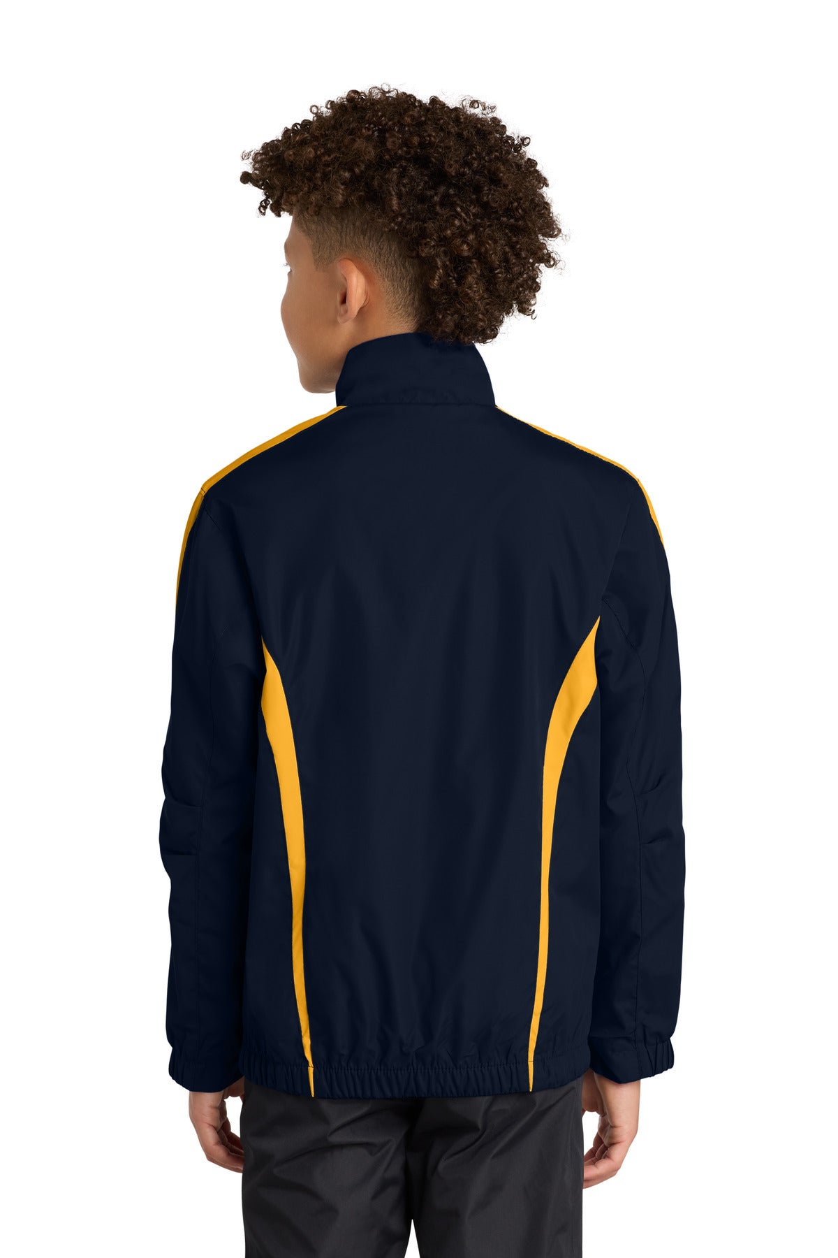 True Navy/Gold Sport-Tek Youth Colorblock Raglan Jacket. YST60 plain