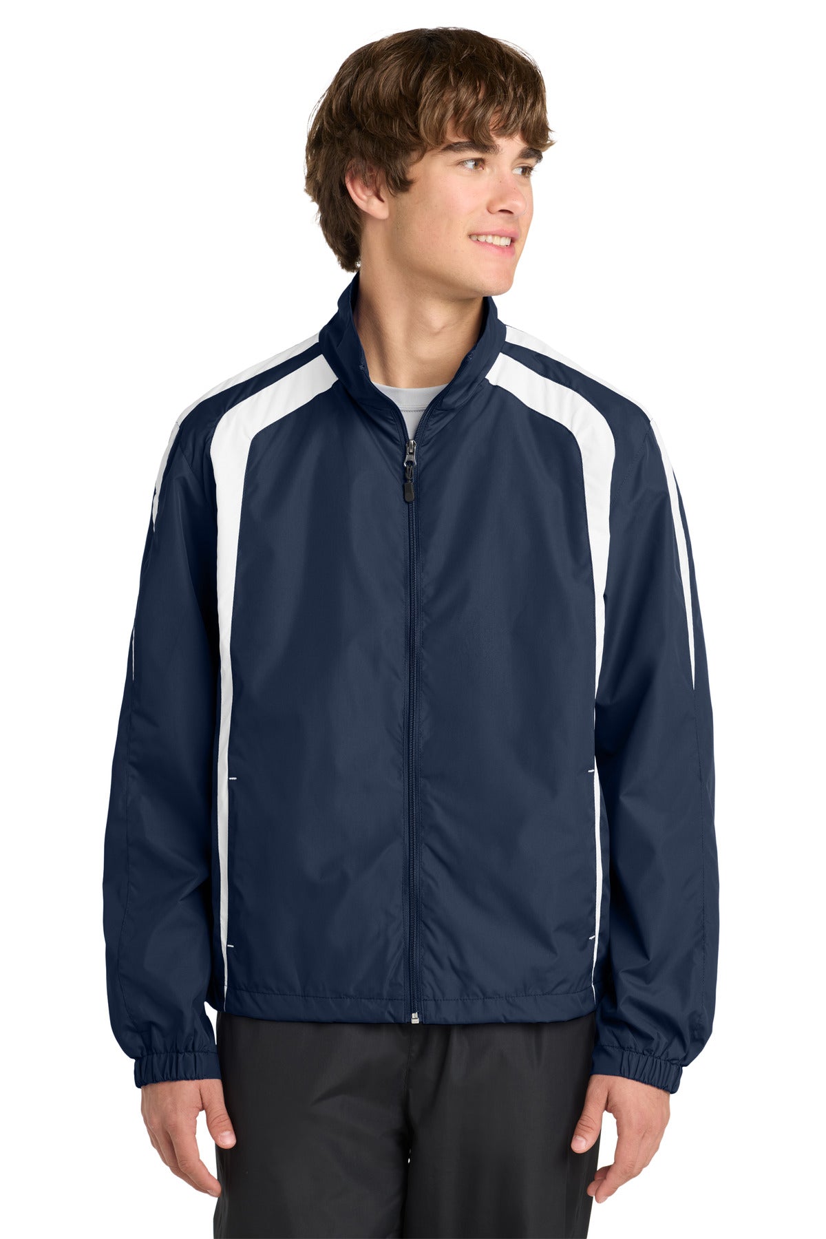 True Navy/Wht Sport-Tek Colorblock Raglan Jacket. JST60 plain