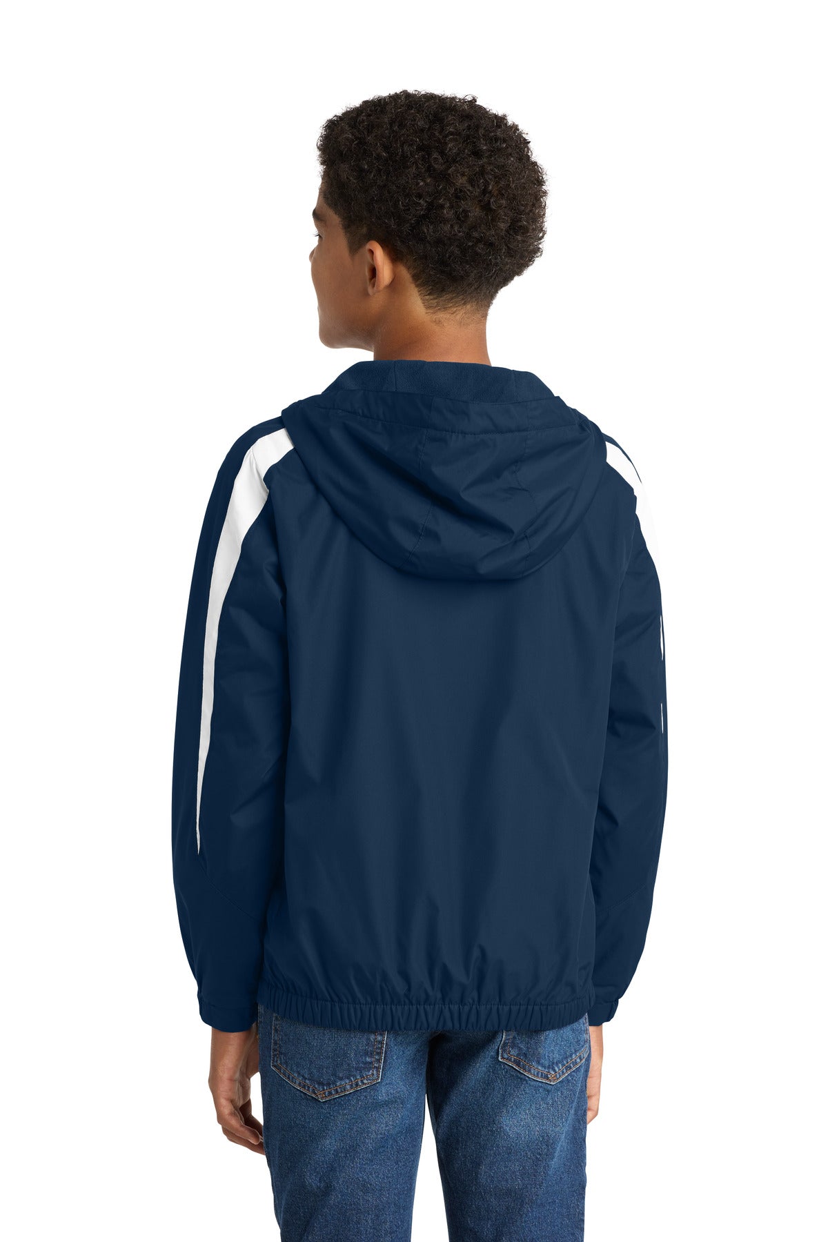 True Navy/Wht Sport-Tek Youth Fleece-Lined Colorblock Jacket. YST81 plain