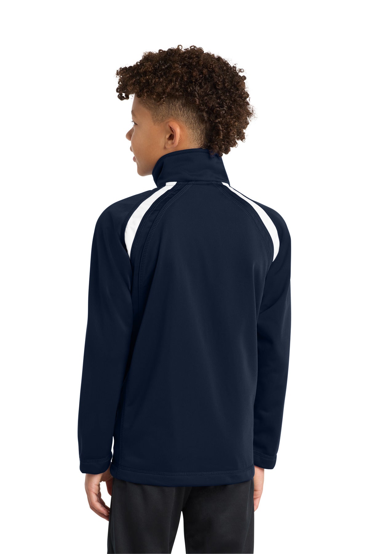 True Navy/Wht Sport-Tek Youth Tricot Track Jacket. YST90 plain