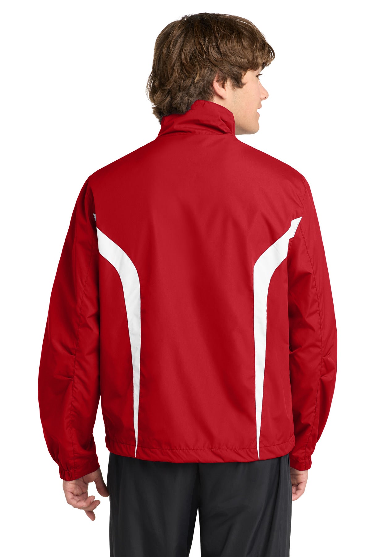 True Red/White Sport-Tek Colorblock Raglan Jacket. JST60 plain