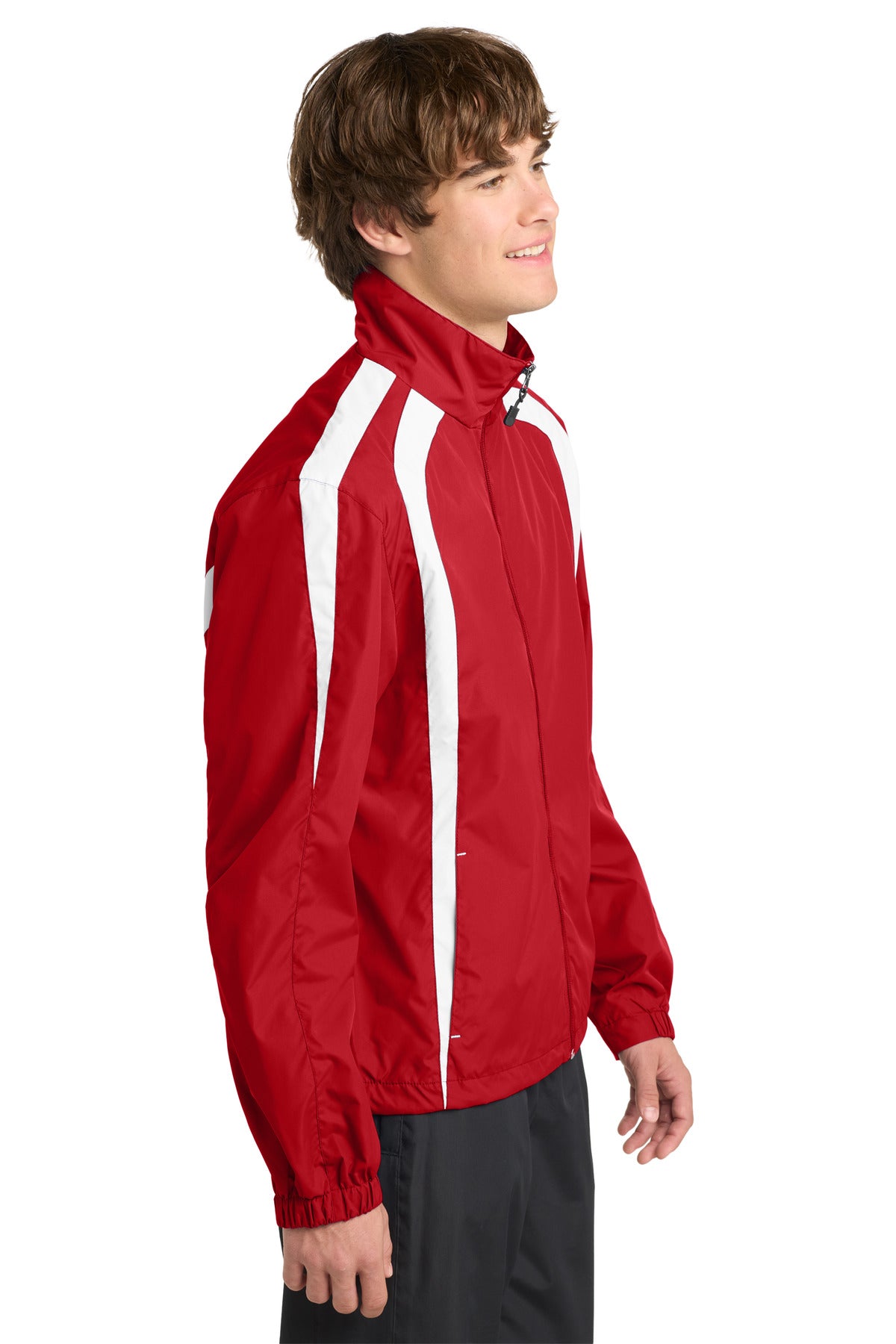 True Red/White Sport-Tek Colorblock Raglan Jacket. JST60