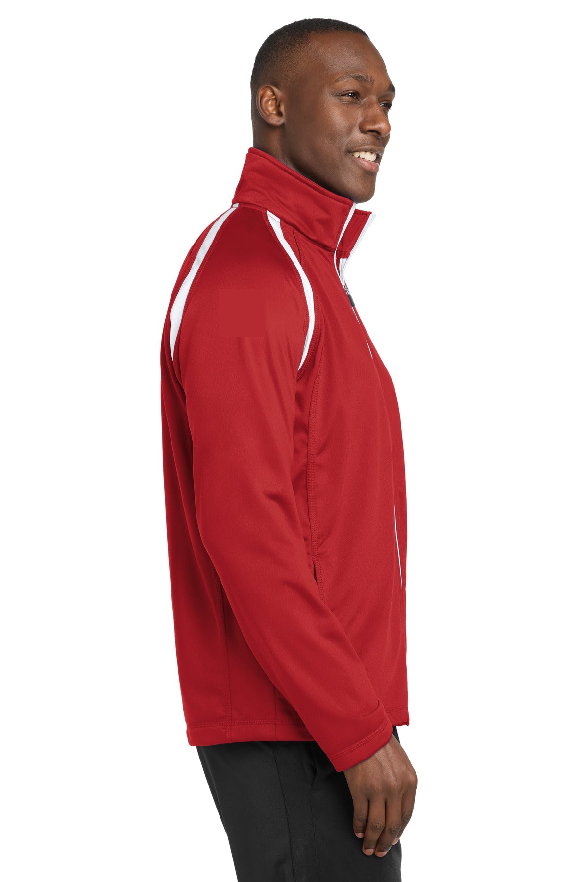 True Red/White Sport-Tek Tricot Track Jacket. JST90 plain