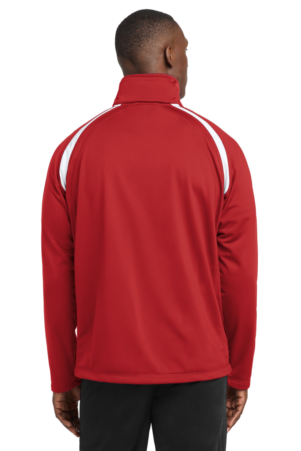 True Red/White Sport-Tek Tricot Track Jacket. JST90 plain