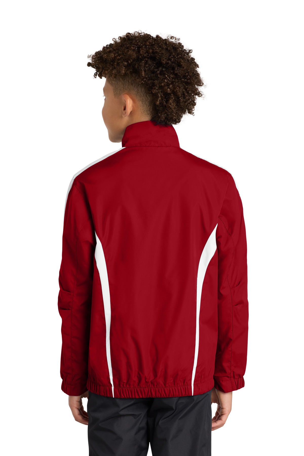 True Red/White Sport-Tek Youth Colorblock Raglan Jacket. YST60 plain