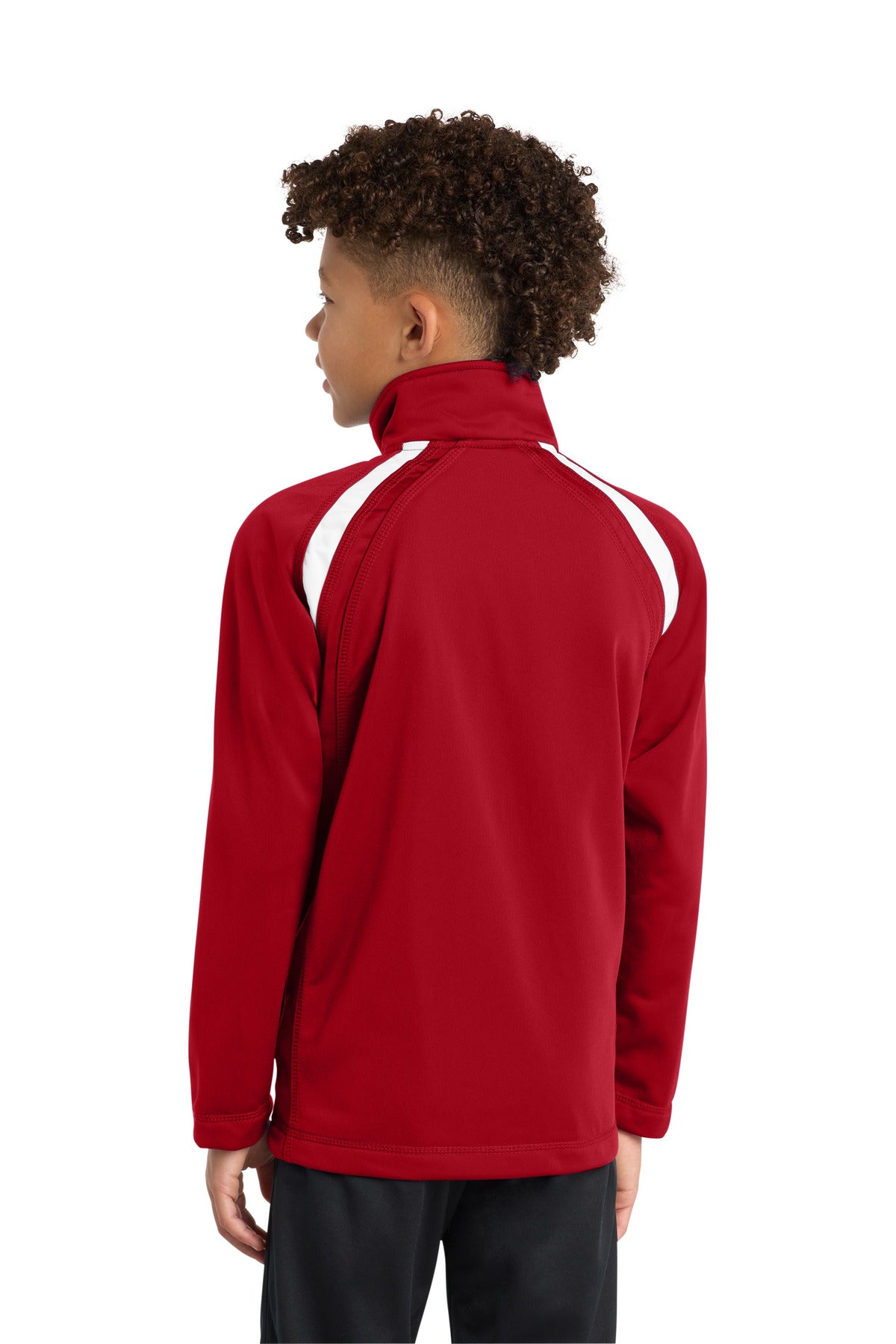 True Red/White Sport-Tek Youth Tricot Track Jacket. YST90 plain
