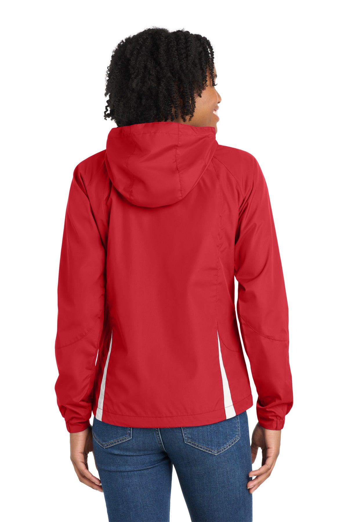 True Red/Wht Sport-Tek Women's Colorblock Hooded Raglan Jacket. LST76 plain