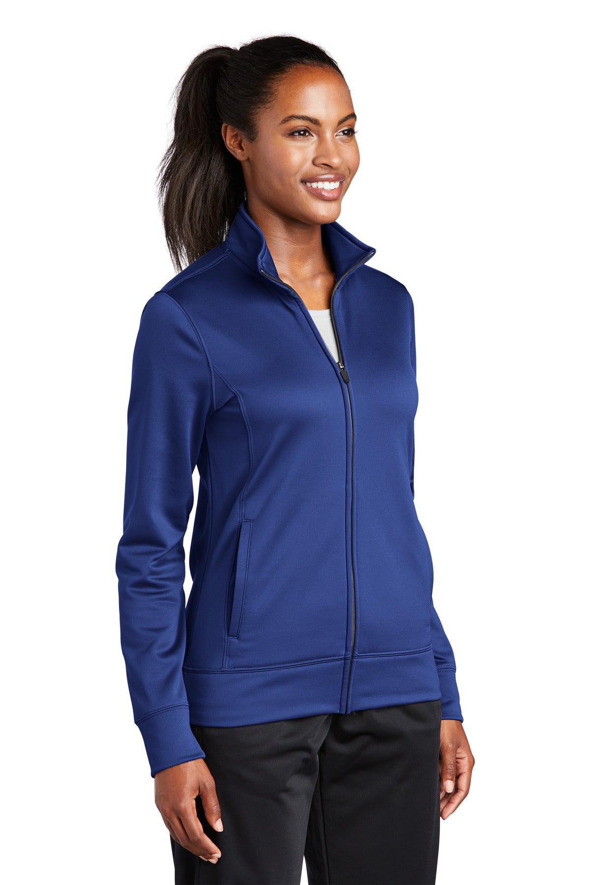 True Royal Sport-Tek Women's Sport-Wick Fleece Full-Zip Jacket. LST241 plain