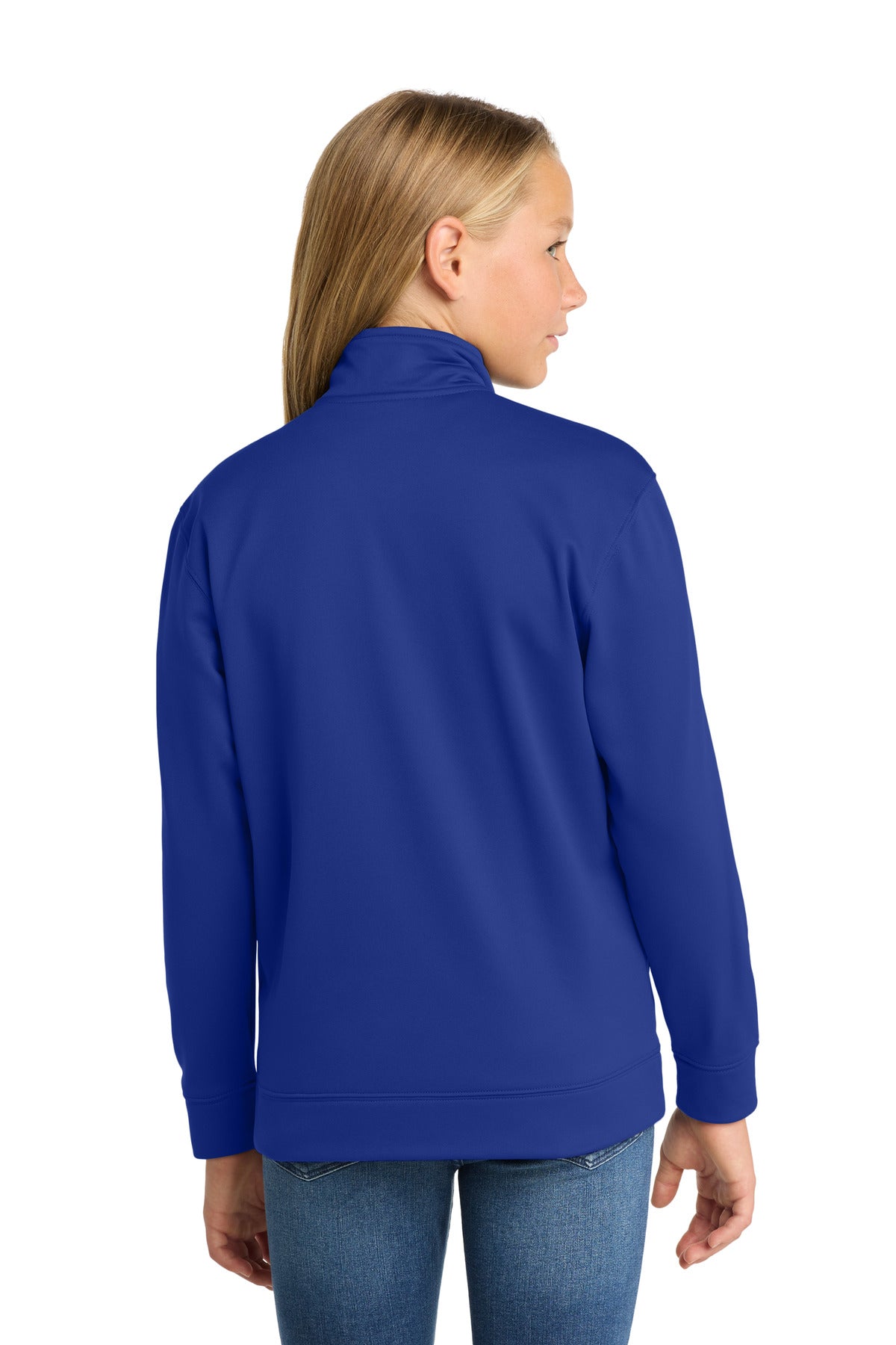 True Royal Sport-Tek Youth Sport-Wick Fleece Full-Zip Jacket. YST241 plain