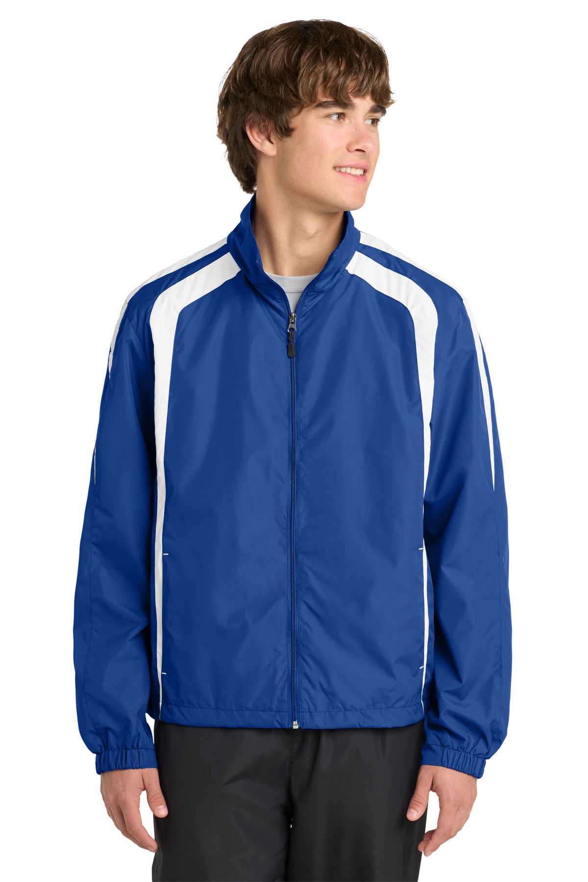 True Royal/Wht Sport-Tek Colorblock Raglan Jacket. JST60 plain