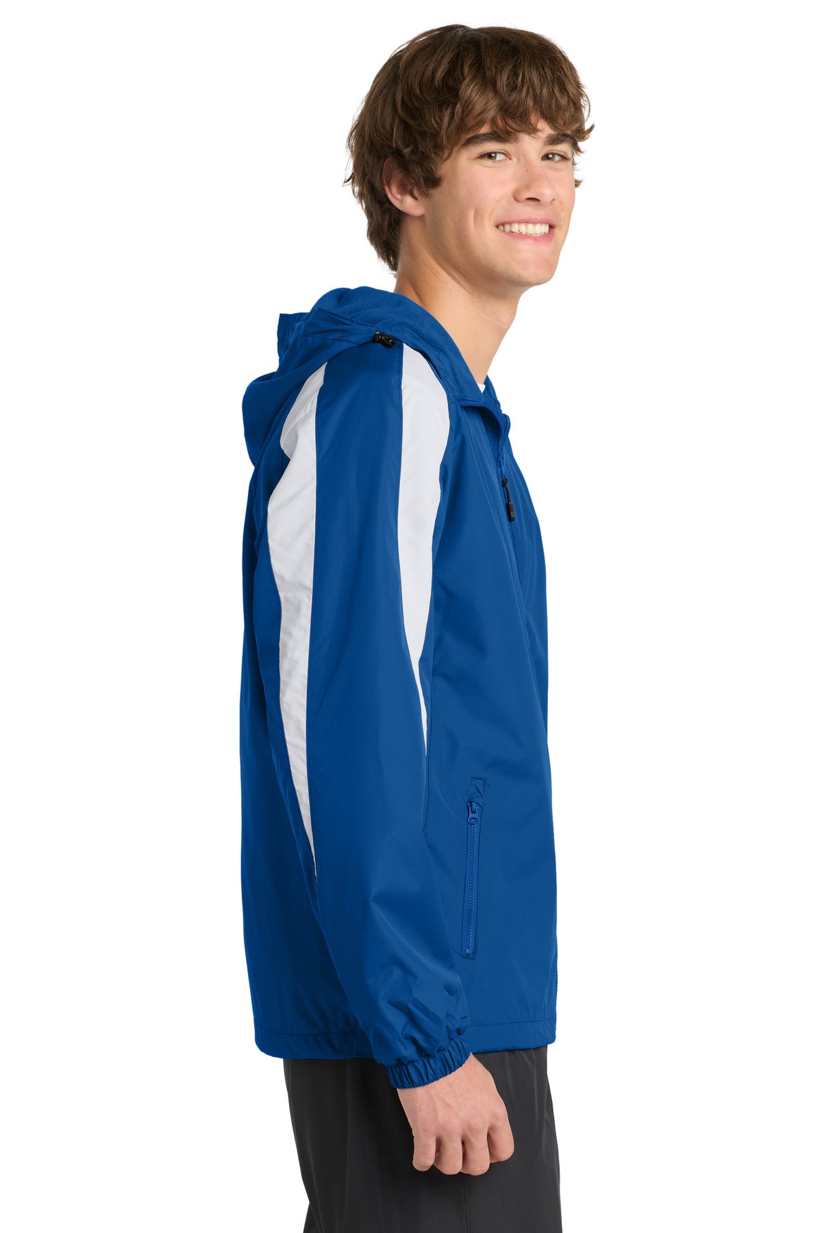 True Royal/Wht Sport-Tek Fleece-Lined Colorblock Jacket. JST81