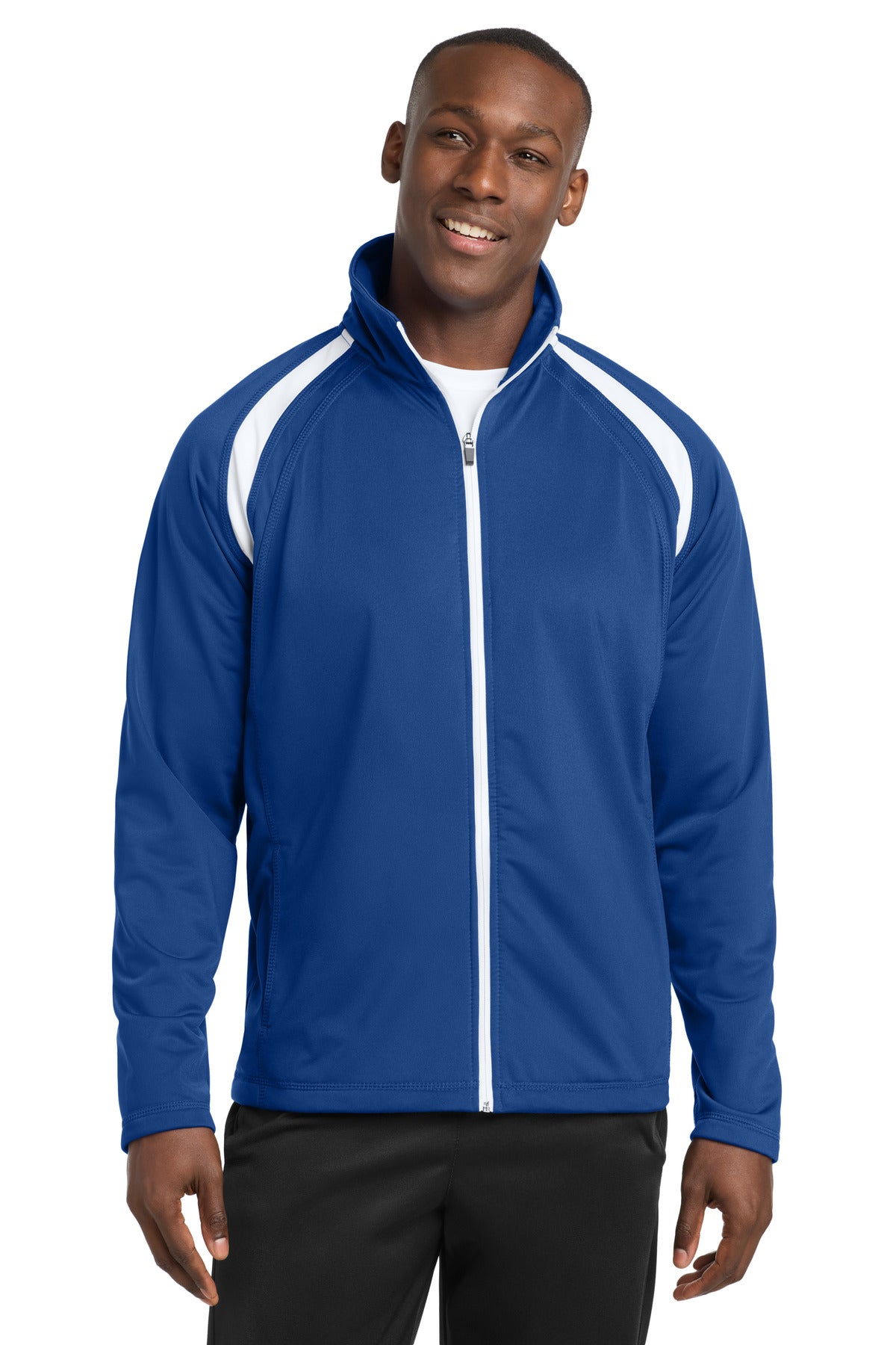 True Royal/Wht Sport-Tek Tricot Track Jacket. JST90 plain