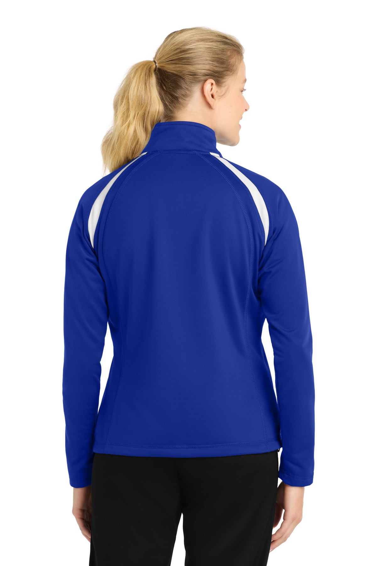True Royal/Wht Sport-Tek Women's Tricot Track Jacket. LST90 plain