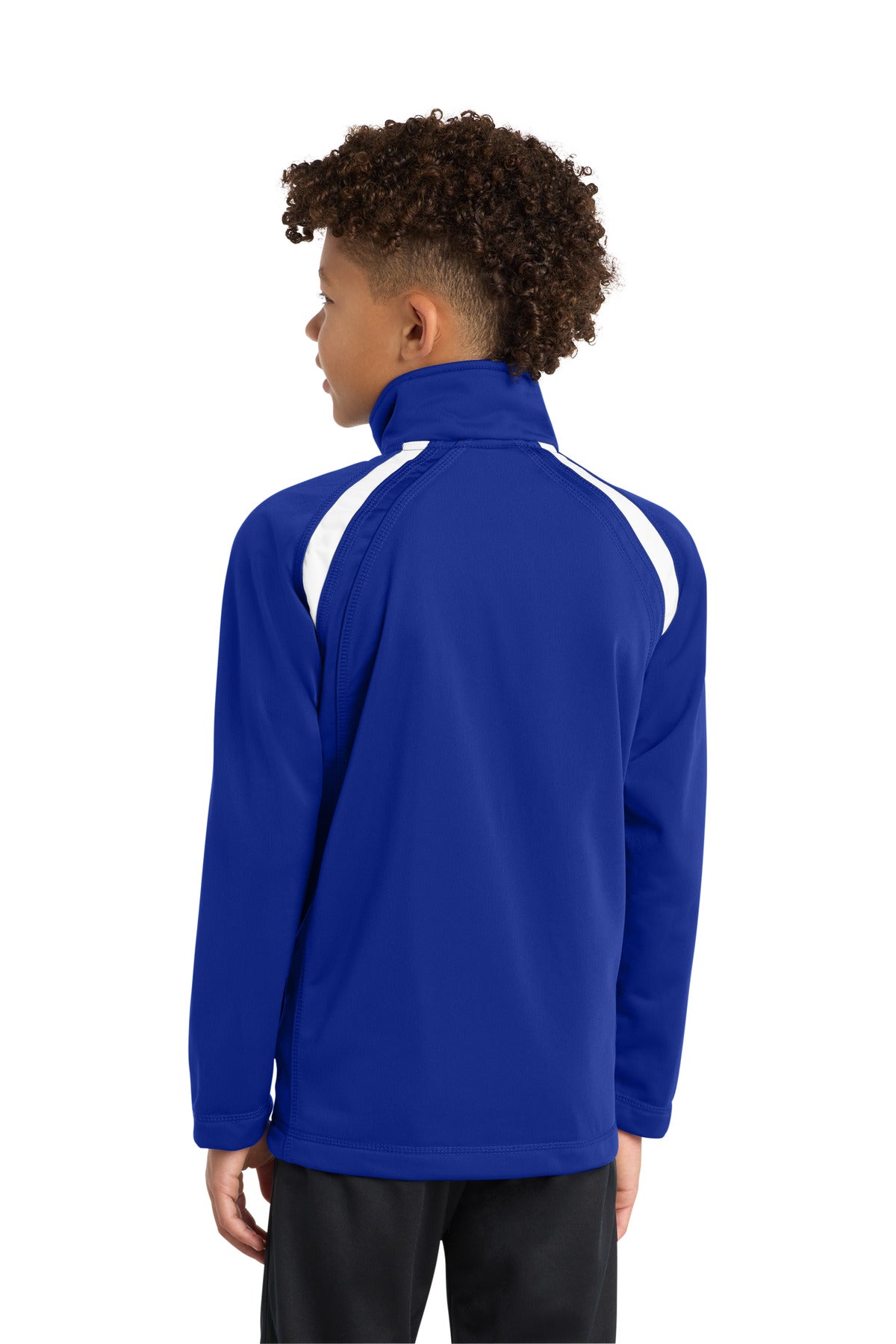 True Royal/Wht Sport-Tek Youth Tricot Track Jacket. YST90 plain
