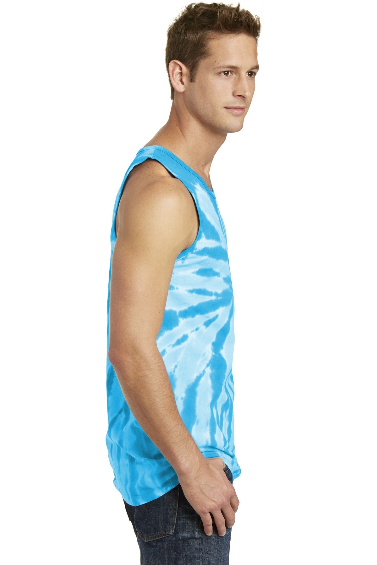 Turquoise Port & Co Tie-Dye Tank Top. PC147TT