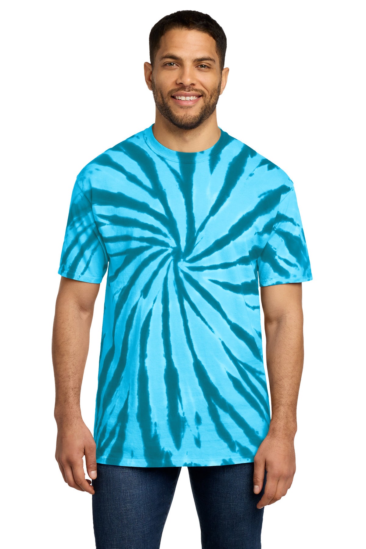 Turquoise Port & Co Tie-Dye Tee. PC147 plain